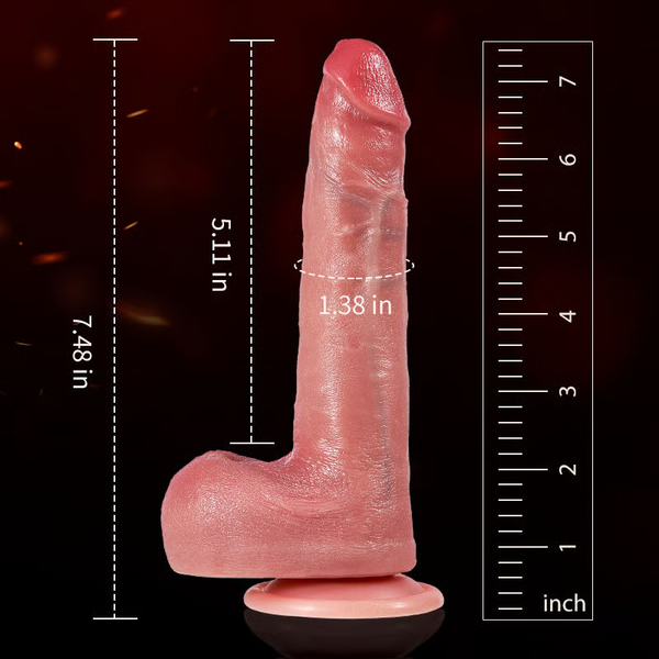 7.4" Self Heating & Thrusting Anal Dildo – Realistic Soft Silicone Vibrator with 7 Telescopic Modes, 10 Vibrations, Suction Base & Remote Control