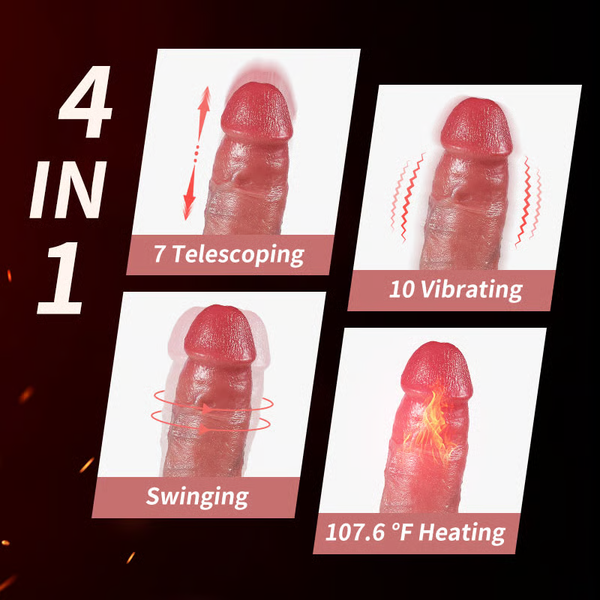 7.4" Self Heating & Thrusting Anal Dildo – Realistic Soft Silicone Vibrator with 7 Telescopic Modes, 10 Vibrations, Suction Base & Remote Control