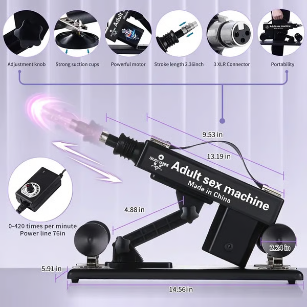 Automatic Thrusting Sex Machine with Realistic Dildo – 3XLR Connector, 7 Attachments, Adjustable Speed, Suction Base & Quiet Motor – For Men and Women
