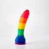 8 Inch Rainbow Pride Dildo Colors Edition – Realistic Silicone Dong with Balls & Strong Suction Base for G-Spot, Anal, and Vaginal Play