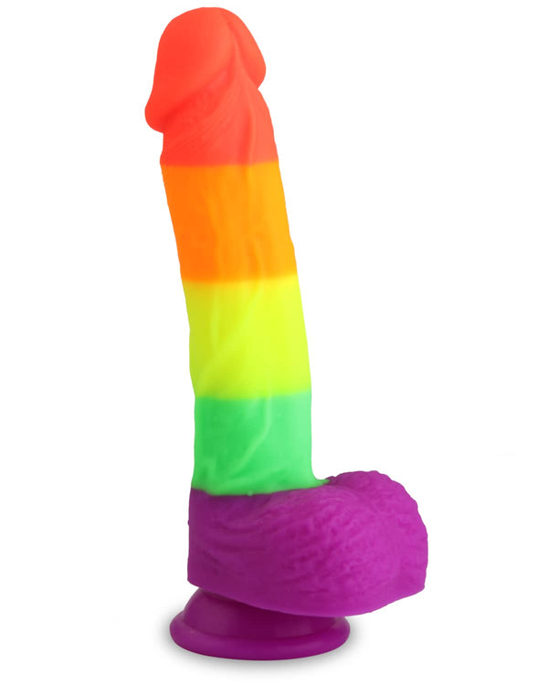 8” Realistic Rainbow Dildo – Ultra-Soft Silicone Suction Cup Dildo for G-Spot & Anal Play, LGBTQ+ Friendly Adult Toy for Women, Men & Couples