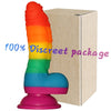 7" Rainbow Dragon Fantasy Dildo – Realistic Ribbed Silicone Dildo with Balls, G-Spot Stimulator, Strong Suction Cup & Discreet Packaging