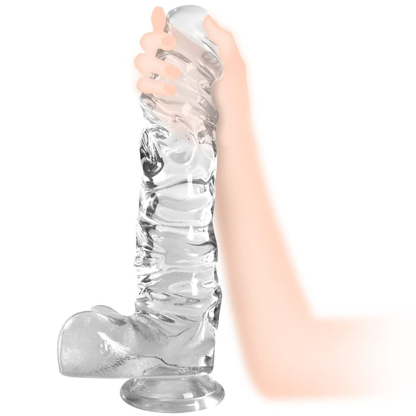 12 Inch Huge Realistic Clear Dildo – XXL Muscled G-Spot Dildo with Suction Cup for Women, Men & Couples