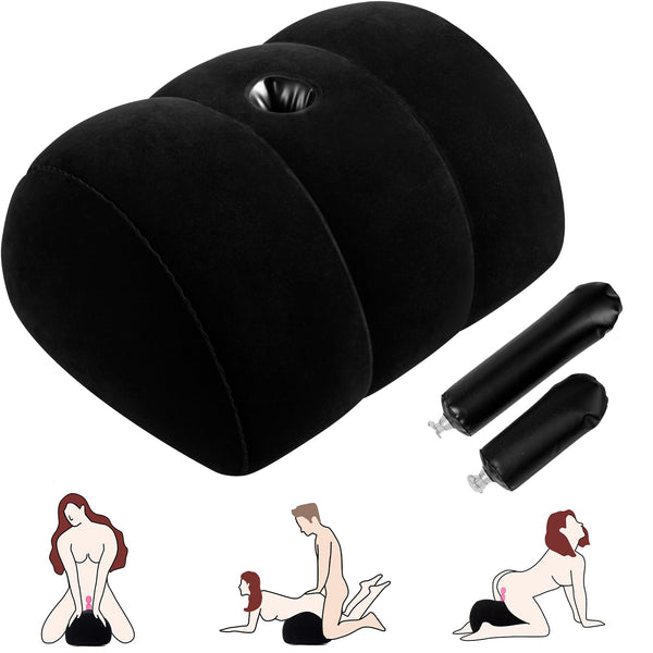 Black Dildo Mount Pillow – Inflatable Arch Sex Position Pillow for Adults, 2-in-1 Dildo Chair and Toy Mount for Women and Couples