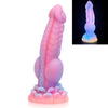 Luminous Monster Dog Dildo – 8.5" Knot Fantasy Dildo Pink Silicone, Suction Cup Base, and G-Spot Stimulation for Women, Men & Couples