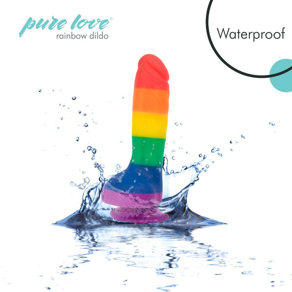 8-Inch Rainbow Striped Silicone Dildo – Suction Base, Harness Compatible, G-Spot & Anal Friendly
