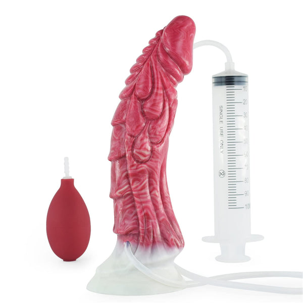 9.05" Squirting Animal Monster Dildo – Realistic Red Liquid Silicone Fantasy Toy with Suction Cup