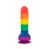 8-Inch Rainbow Striped Silicone Dildo – Suction Base, Harness Compatible, G-Spot & Anal Friendly