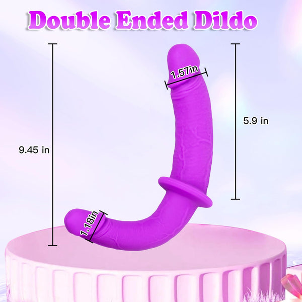 Strap-On Double-Ended Dildo for Women – Adjustable Harness & Silicone Dual Dildo for Vaginal, Anal & Fantasy Play