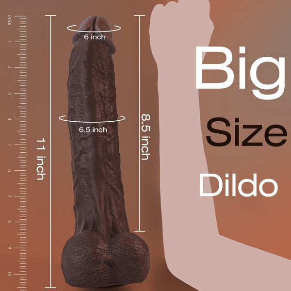 11 Inch Realistic Big Black Dildo Sex Toy, Huge Thick Dildo with Suction Cup