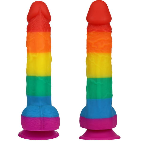 9โ Rainbow Realistic Dildo โ Transparent Silicone Suction Cup Dildo with Balls for Hands-Free G-Spot & Anal Play