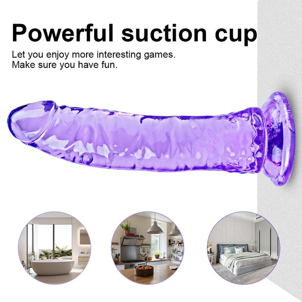 Beginner Realistic Clear Dildo Set – 3 Sizes (Small, Big, Huge) with Suction Cups for Vaginal & Anal Play – Beginner to Advanced Lifelike Penis Sex Toys in Pink, Blue, Purple & Transparent