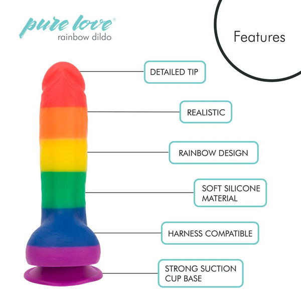 8-Inch Rainbow Striped Silicone Dildo – Suction Base, Harness Compatible, G-Spot & Anal Friendly