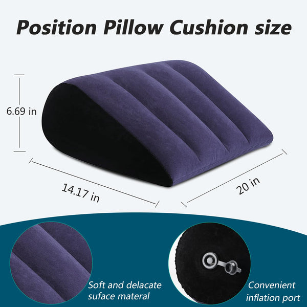 Inflatable Sex Pillow Cushion with Restraint Straps – Adjustable Thigh Sling, Bondage Handcuffs & Portable Sex Chair for Deeper Support and BDSM Play