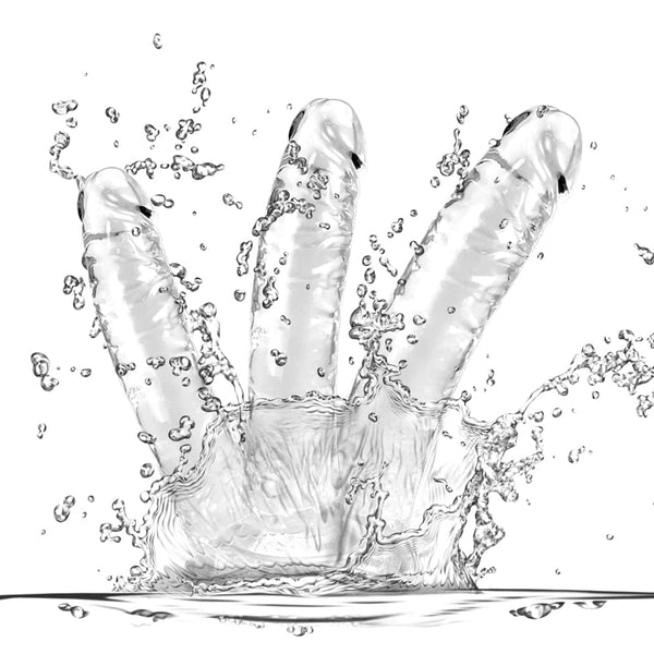 Beginner Realistic Clear Dildo Set – 3 Sizes (Small, Big, Huge) with Suction Cups for Vaginal & Anal Play – Beginner to Advanced Lifelike Penis Sex Toys in Pink, Blue, Purple & Transparent