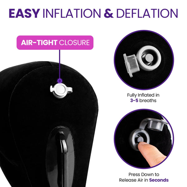 Black Inflatable Sex Pillow for Couples – Contoured Support for Deeper Penetration & Better Positions