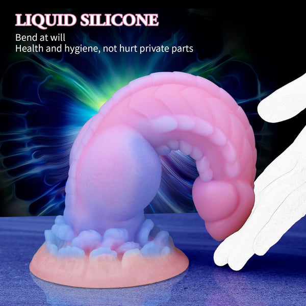 Luminous Monster Dog Dildo – 8.5" Knot Fantasy Dildo Pink Silicone, Suction Cup Base, and G-Spot Stimulation for Women, Men & Couples