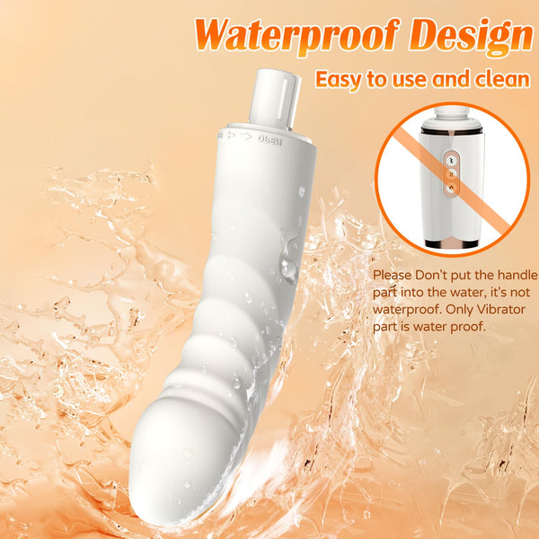 Automatic Thrusting Dildo Sex Machine – 7 Vibration & Thrust Modes, Rotating Handle, Heating, and Suction Cup Base (White)