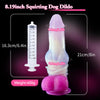 8.19" Squirting Dog Dildo – Knotted Fantasy Dildo with Ejaculation Syringe & Suction Cup, Pink Silicone Canine Dildo