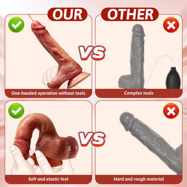 8 Inch Realistic Squirting Dildo with Fake Cum – Vibrating Anal Remote Control Sex Toy