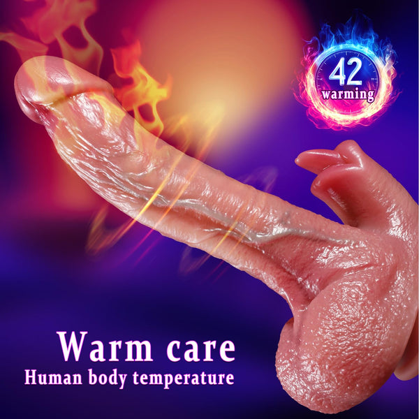 Realistic 9 inch Tongue Licking Dildo with Heat Vibrator Sex