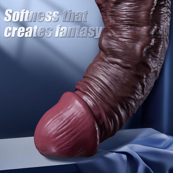 8.5" Realistic Black Dildo for Women – Soft Silicone with Moveable Skin, Sliding Balls