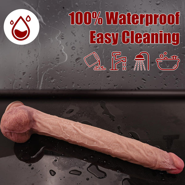 17 Inch Super Huge Realistic Dildo – Extra Long Thick Dildo with Small Glans & Suction Cup for Deep Anal & Vaginal Play, Strap-On Compatible Sex Toy for Men & Women