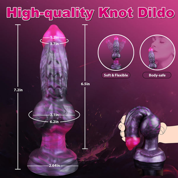 7 Inch Fantasy Dog Knot Dildo – Soft Silicone Monster Dildo with Suction Cup, Beginner-Friendly Pink Animal Butt Plug for G-Spot & Prostate Play