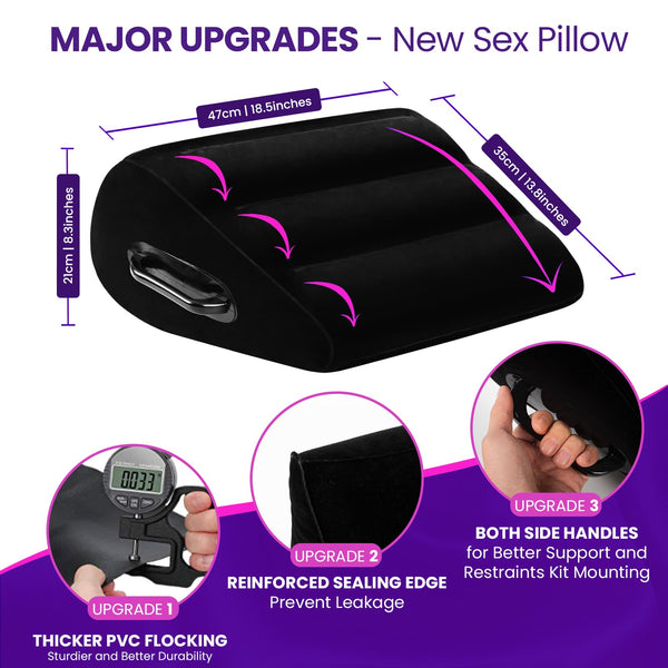 Black Inflatable Sex Pillow for Couples – Contoured Support for Deeper Penetration & Better Positions
