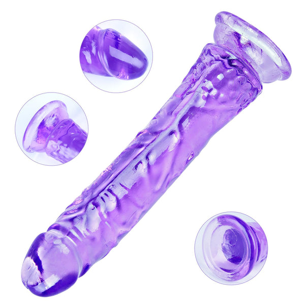 Beginner Realistic Clear Dildo Set – 3 Sizes (Small, Big, Huge) with Suction Cups for Vaginal & Anal Play – Beginner to Advanced Lifelike Penis Sex Toys in Pink, Blue, Purple & Transparent