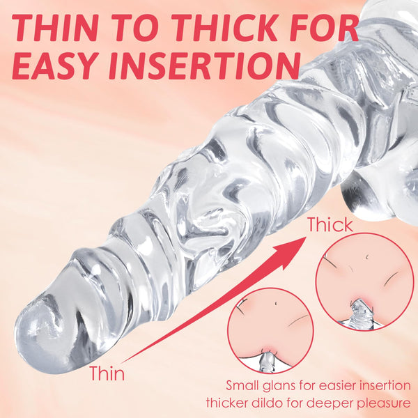 12 Inch Huge Realistic Clear Dildo – XXL Muscled G-Spot Dildo with Suction Cup for Women, Men & Couples