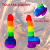 8.66-Inch Realistic Rainbow Dildo – Soft Liquid Silicone with Strong Suction Cup, G-Spot & Anal Sex Toy with Lifelike Veins and Dual Balls