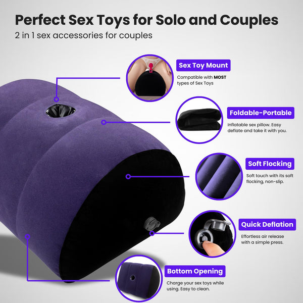 Blue Dildo Mount Pillow – Inflatable Arch Sex Position Pillow for Women & Couples, 2-in-1 Sex Toy Mount & Support Cushion for Intimate Play