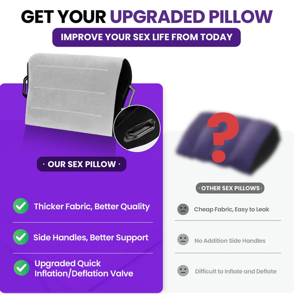 Inflatable Sex Position Pillow – Contoured Gray Cushion for Couples, Deeper Penetration & Intense Orgasms