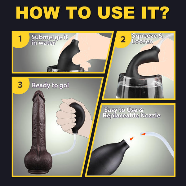 8.46" Black Squirting Dildo – Electric Realistic Ejaculating Vibrator with Curved Shaft & Suction Cup