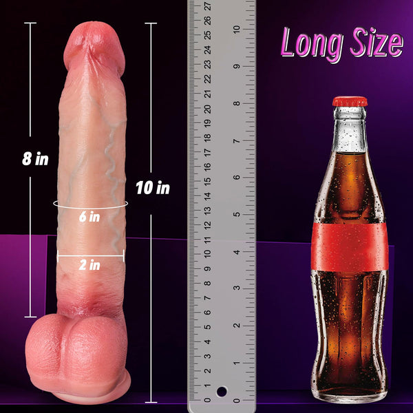 10 Inch Huge Thick Big Long Dildo - Giant Soft Real Skin Penis Anal Dildo with Strong Suction Cup, XL Large Girthy Dual Density Silicone Dildos for Women Men Gay, Adult Sex Toys & Games