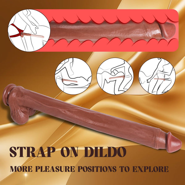 22 Inch Super Long Dildo – Realistic Flexible XXL Dildo with Suction Cup, Small Glans & Built-in Skeleton for Deep Vaginal, Anal & Oral Play Meta Description: