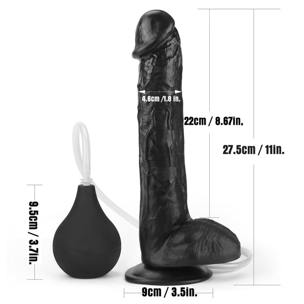 11 Inch Realistic Black Squirting Dildo – Huge Ejaculating Anal & Vaginal Toy