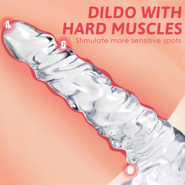12 Inch Huge Realistic Clear Dildo – XXL Muscled G-Spot Dildo with Suction Cup for Women, Men & Couples