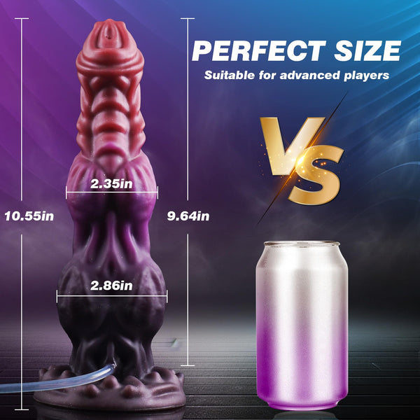 9.6" Monster Fantasy Squirting Dildo – Dog Dragon Dildo with 2 Knots, Suction Cup & Ejaculation Function