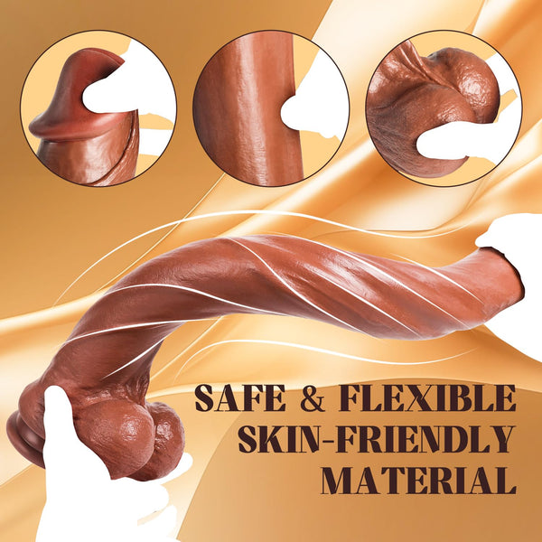 22 Inch Super Long Dildo – Realistic Flexible XXL Dildo with Suction Cup, Small Glans & Built-in Skeleton for Deep Vaginal, Anal & Oral Play Meta Description: