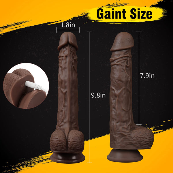 10 Inch Black Telescopic Thrusting Dildo – Heated, Rotating, Suction Cup, Remote Controlled for Anal, G-Spot & Clitoral Stimulation