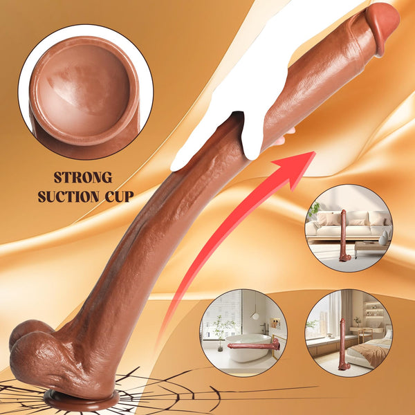 22 Inch Super Long Dildo – Realistic Flexible XXL Dildo with Suction Cup, Small Glans & Built-in Skeleton for Deep Vaginal, Anal & Oral Play Meta Description: