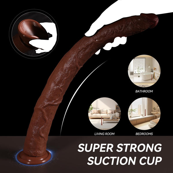 20 Inch Super Long Realistic Brown Dildo – No-Balls XXL Dildo with Small Glans, Flexible Silicone, and Suction Cup for Deep Anal & Vaginal Play