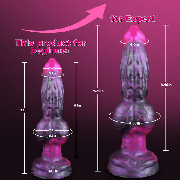 7 Inch Fantasy Dog Knot Dildo – Soft Silicone Monster Dildo with Suction Cup, Beginner-Friendly Pink Animal Butt Plug for G-Spot & Prostate Play