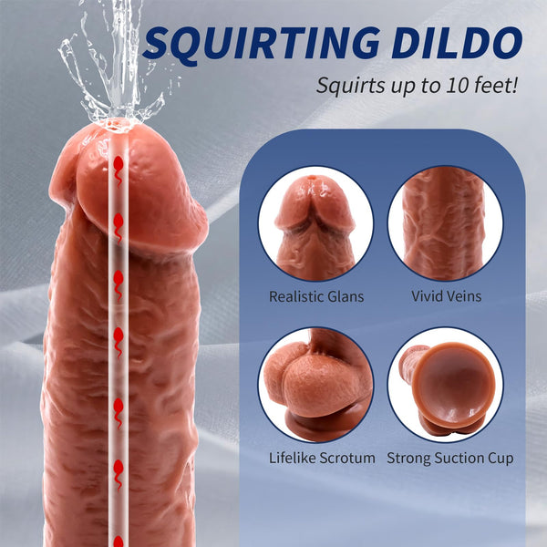 7" Realistic Ejaculating Dildo with Suction Cup & Soft Skin Texture for G-Spot & Prostate Stimulation (Flesh)