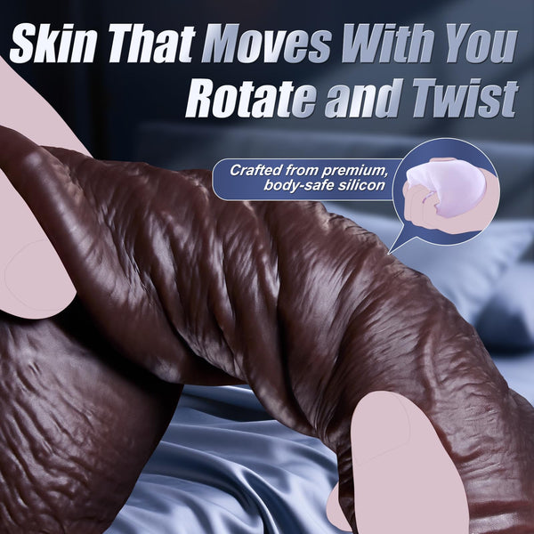 8.5" Realistic Black Dildo for Women – Soft Silicone with Moveable Skin, Sliding Balls