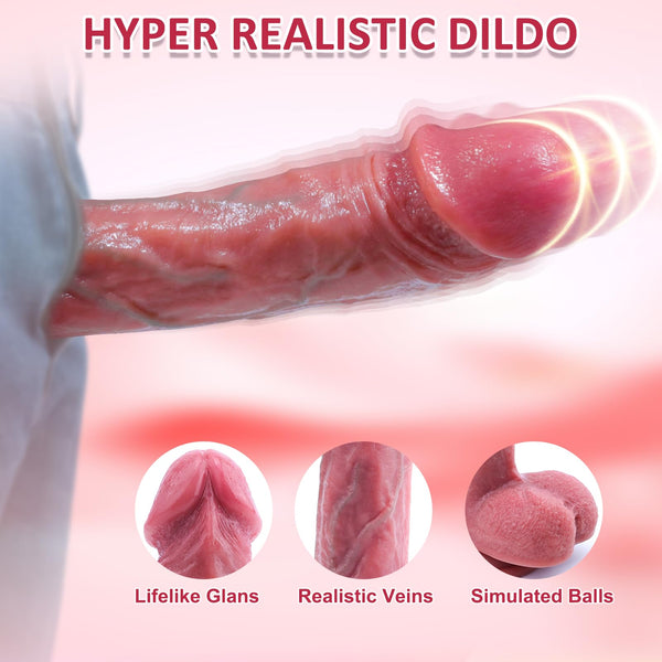 8.5” Rotating Dildo that Warms up – Remote Control Realistic Silicone Sex Toy for Women