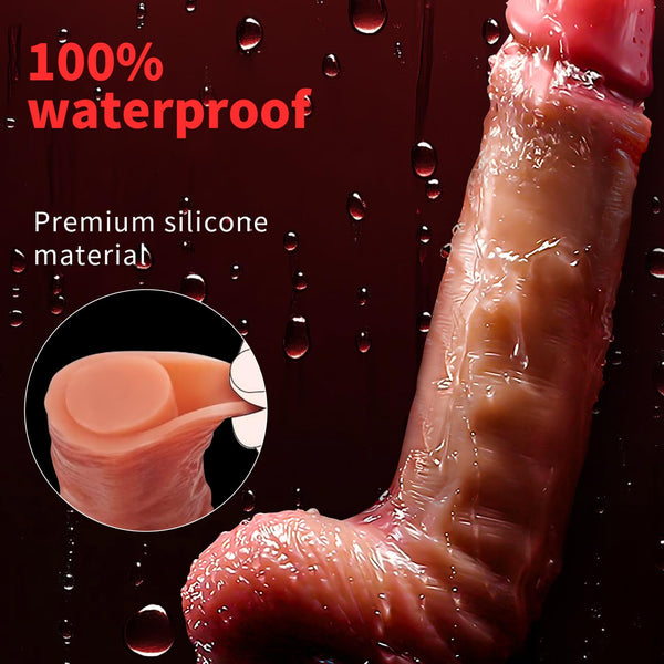 8.5 Inch Movable Foreskin Dildo – Sliding Skin Silicone Dildo for G-Spot, Vaginal & Anal Play with Suction Base