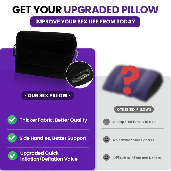 Black Inflatable Sex Pillow for Couples – Contoured Support for Deeper Penetration & Better Positions